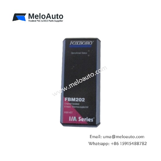 The Foxboro FBM202 P0914ST provides eight thermocouple input channels, RTD compensation, and burnout detection for precise temperature measurement in industrial systems.