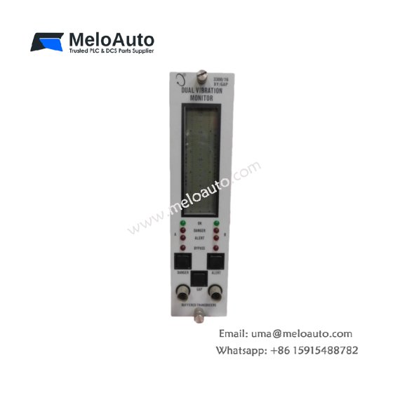 The Bently Nevada 3300/16-02-01-00-01-00-00 is a dual vibration monitor with shaft position tracking, ideal for rotating equipment like turbines, pumps, and motors.