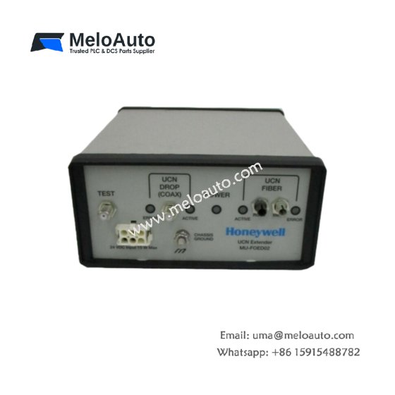 The Honeywell MU-FOED02 extends the range of a Honeywell UCN controller up to 2 kilometers with single-mode or multi-mode fiber optic cables. The Honeywell MU-FOED02 extends the range of a Honeywell UCN controller up to 2 kilometers with single-mode or multi-mode fiber optic cables.