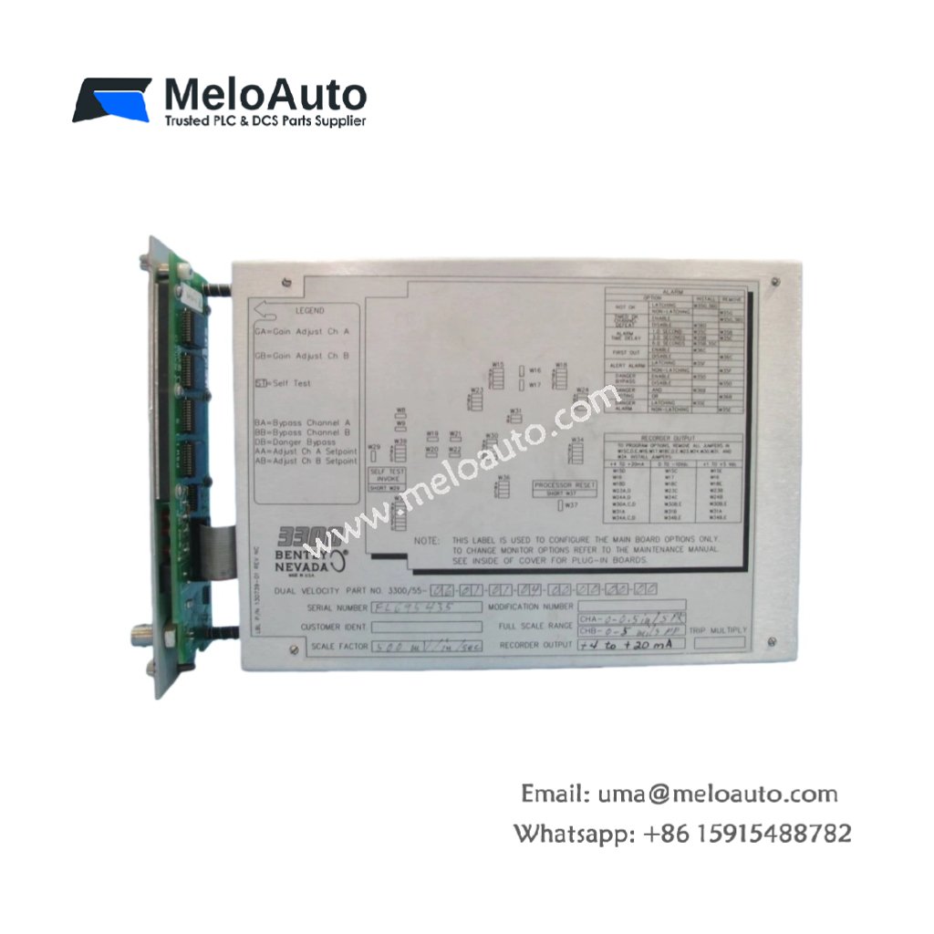 Bently Nevada 3300/55-01-04-02-02-03-00-05-00 Dual Velocity Monitor