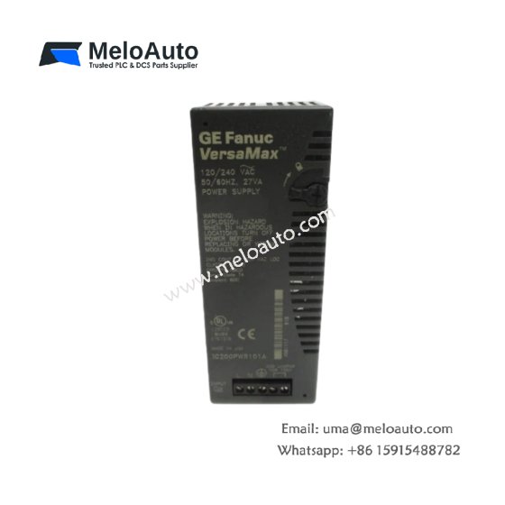 The GE IC200PWR101 power supply module from the Versamax series offers dual outputs (5V DC & 3.3V DC) with input voltages of 120/240V AC for industrial use.