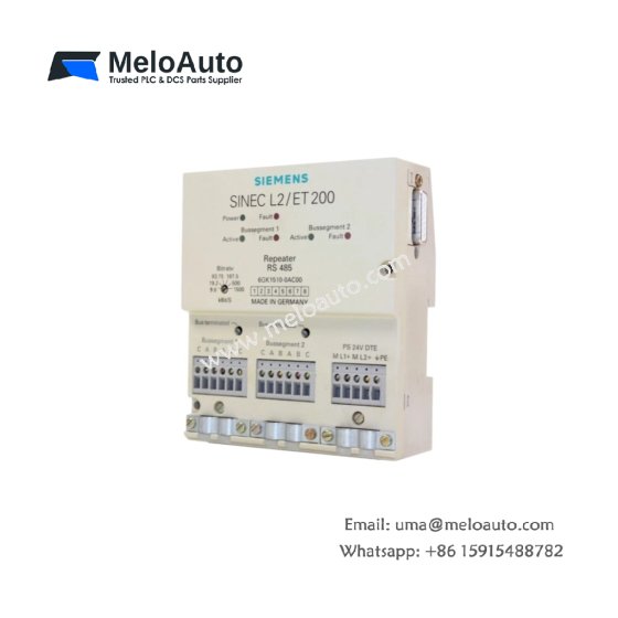 Boost your SIMATIC NET network with the Siemens 6GK1510-0AC00 Repeater Module. Supports 9.6-1500 Kbit/s speeds, 24V DC power, and flexible installation options.