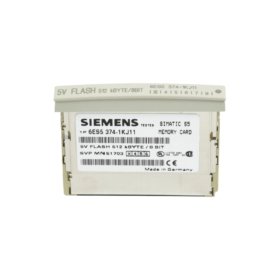 The Siemens 6ES5374-1KJ11 memory card provides EPROM program storage for SIMATIC S5 systems. It features battery-free data retention