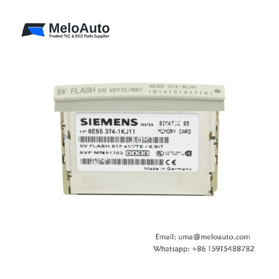 The Siemens 6ES5374-1KJ11 memory card provides EPROM program storage for SIMATIC S5 systems. It features battery-free data retention