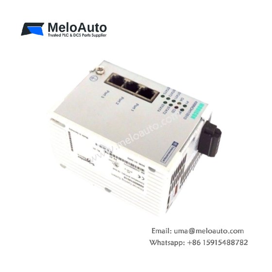 The Schneider 499NOH10510 Ethernet Hub offers 10 Mbps communication, 3 ports, and 24 V DC for reliable integration in Modicon automation systems.