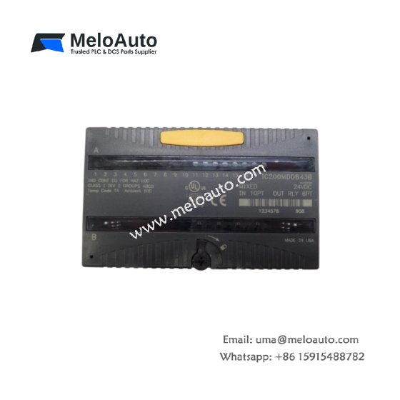 The GE IC200MDD843B VersaMax mixed module provides 12 discrete inputs and 12 outputs. It features removable terminal blocks