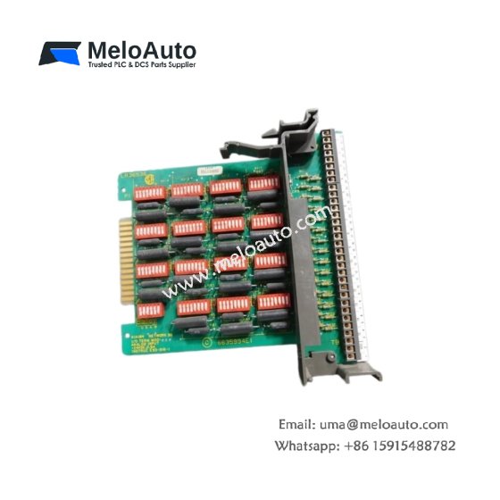 The ABB Bailey IIAKB04 digital I/O termination unit provides 16-channel field wiring termination with LED status indicators. It features a passive design and compact dimensions