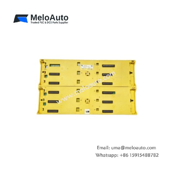 The GE A03B-0819-C004 10-slot I/O base unit provides a passive backplane for GE Fanuc modules. It features hot-swap capability and robust