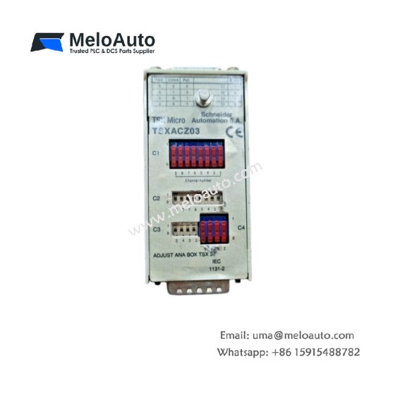 Schneider TSXACZ03 analog input module provides 8 channels of 4-20 mA input with 12-bit resolution. Features 500V isolation