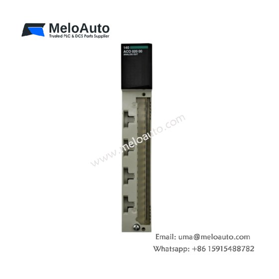 Discover the Schneider 140 ACO 020 00 analog output module with 16-bit resolution and support for 0-10V or 4-20mA output ranges.