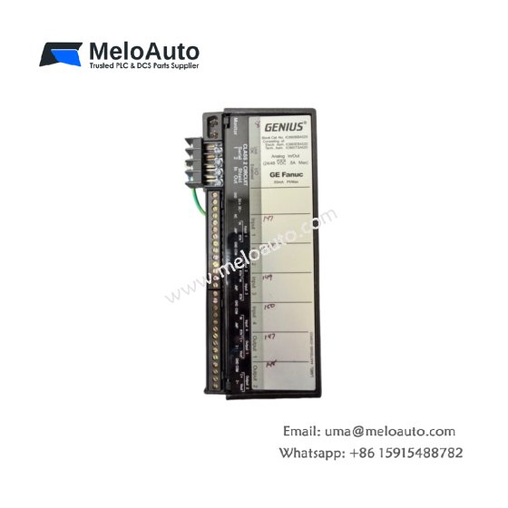 GE IC660BBA020 combo I/O module with 8 inputs, 8 outputs, and 1,480 µF energy storage. For Genius bus systems and mixed signals.