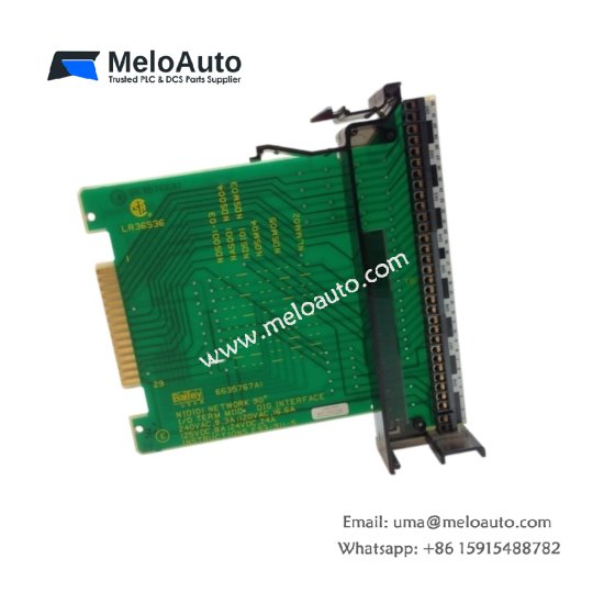 ABB Bailey NIDI01 digital I/O termination module: 32 screw terminals, LED status indicators, ribbon cable interface for INFI 90.