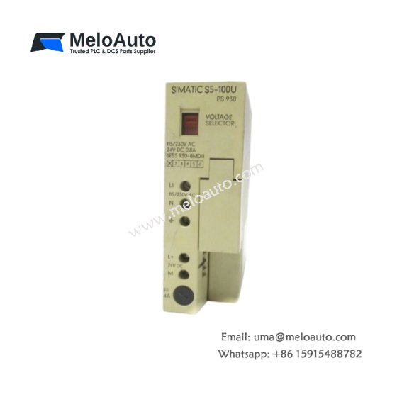 Siemens 6ES5930-8MD11 power supply: 24V DC at 1.5A, universal AC input 85-264V, 20ms hold-up for S5-90U systems.
