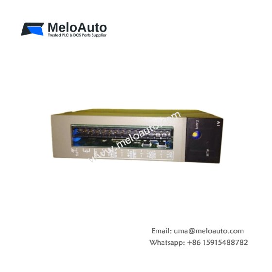FUJI NC1AX04-08 PLC analog input module for MICREX-SX systems. 8 single-ended channels. 4-20mA or 0-10V selectable. 12-bit resolution.