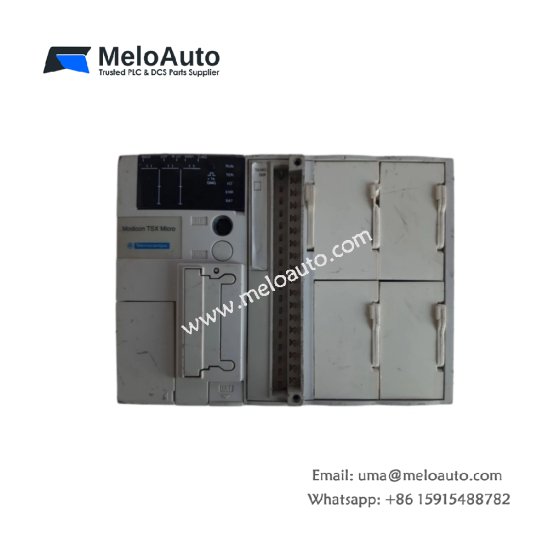 Schneider TSX3708056DR1 modular base controller. 56 onboard I/O, 8 expansion slots, 64KB memory, 4700µF storage, 2.1kg. For Modicon PLC.