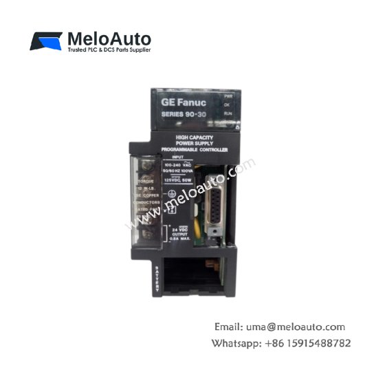 GE IC693PWR330B Power Supply Module for Series 90-30 PLC. 65W total output, 85-264V AC universal input, 20ms hold-up, 0.85kg