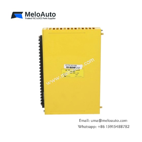GE A03B-0801-C441 robot output module features 16 channels, 0.5A per channel, 40µs turn-on time, short-circuit protection, and LED status