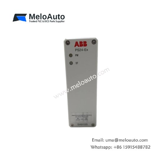 ABB 3KDE175131L9100 digital I/O module with 8 inputs and 8 outputs. Weight 0.15kg, size 104x45x68mm, no energy storage, 24V DC