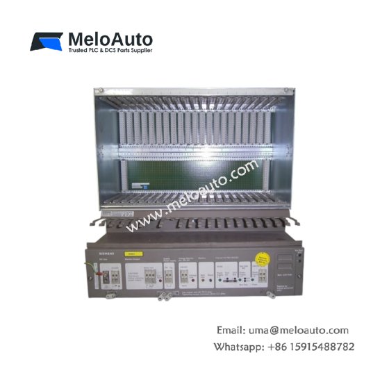 Siemens 6ES5183-3UA21 expansion unit for SIMATIC S5-115U. 8 slots, 19-inch rack-mount, 3.2kg, passive backplane, steel chassis.