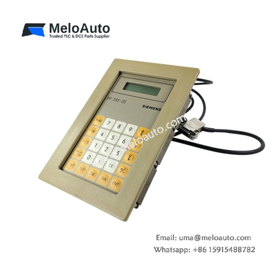 Siemens 6ES5393-0UA15 operator interface for SIMATIC S5. 2x20 LCD, 12 keys, AS511 interface, 80 messages, 24V DC.