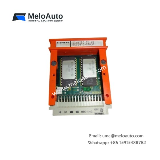 Siemens 6ES5910-0AA31 memory submodule for SIMATIC S5. 32KB EEPROM, 10-year data retention, 10,000 write cycles, 5V DC.
