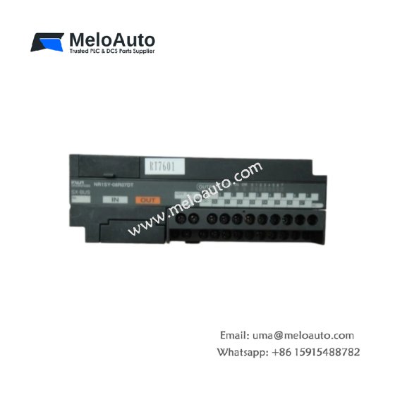 Original Fuji NR1SY-08R07DT MICREX-SX remote I/O terminal. 8 inputs and 7 relay outputs for T-Link distributed control applications.