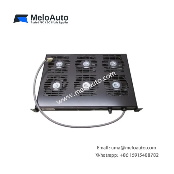 ABB Bailey IEFAN03 cooling fan assembly delivers 65 CFM airflow at 2800 RPM. Features dual ball bearings and 24V DC input