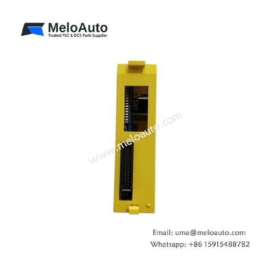 GE A03B-0807-C153 output module for PLC/CNC. 8 sinking outputs at 500mA each, 0.2ms turn-on, overcurrent protection, 145x90mm, 210g.