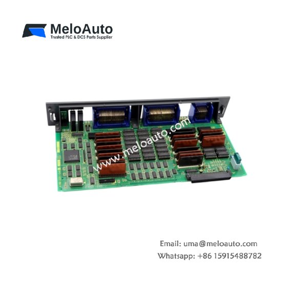 GE A16B-2201-0480 circuit board for CNC main control. 4-axis interpolation, 512KB SRAM, lithium battery backup, RS-232/422/485
