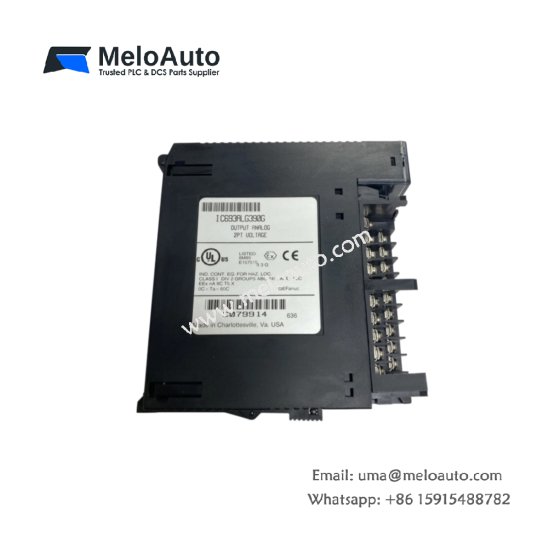 GE IC693ALG390G Analog Voltage Output Module for Series 90-30 PLC. 4 channels, ±10V or 0-10V, 12-bit resolution, 2ms settling, 0.38kg.
