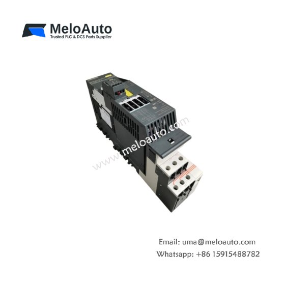 Siemens 3RK1301-0CB20-0AB4 motor driver board. 0.55-1.5kW, 1.6-6.0A adjustable, Class 10 overload, 128 components, 220µF storage, 0.28kg.