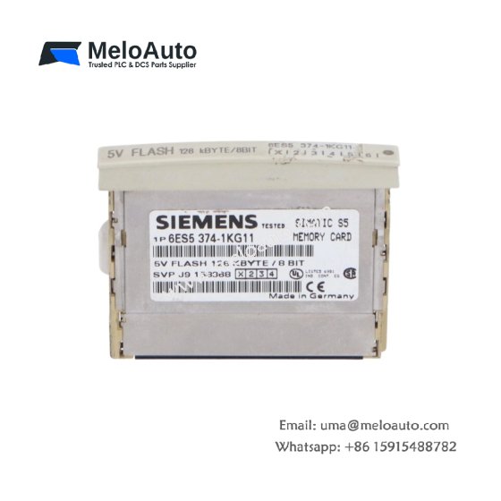 Siemens 6ES5374-1KG11 SIMATIC S5 memory card. 128KB Flash-EPROM, 5V DC, short-type form factor for PLC storage.