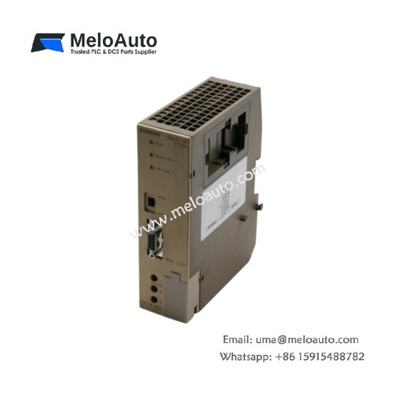 Siemens 6ES5318-8MB13 interface module. AS-Interface master, 62 slaves max, 100m range, 5ms cycle time, 268 components, 680µF storage, 0.85kg.