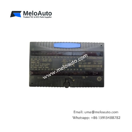 GE IC200MDL750G VersaMax output module features 16 channels, 0.5A per channel, 24V DC operation, short-circuit protection