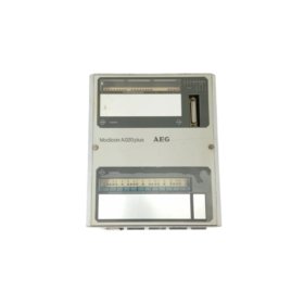 Schneider A020 plus AEG Modicon PLC: 12 DC inputs, 8 relay outputs, 16KB EEPROM, 1µs execution, RS-232 programming, 200mAh battery.