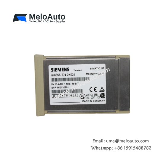 Siemens 6ES5374-2KK21 Memory Card. 38x14x9mm, 12g, 64KB capacity, 250ns access, 5V DC. For SIMATIC S5 PLC program storage. Siemens 6ES5374-2KK21 Memory Card. 38x14x9mm, 12g, 64KB capacity, 250ns access, 5V DC. For SIMATIC S5 PLC program storage.