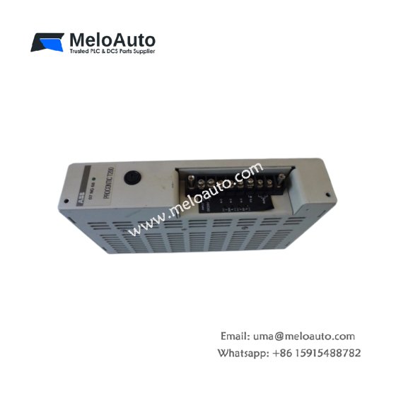 ABB 07 NG 68 R1 power supply for Procontic systems. Output 24V DC at 3.6A, weight 0.85kg, size 130x65x110mm, two storage capacitors
