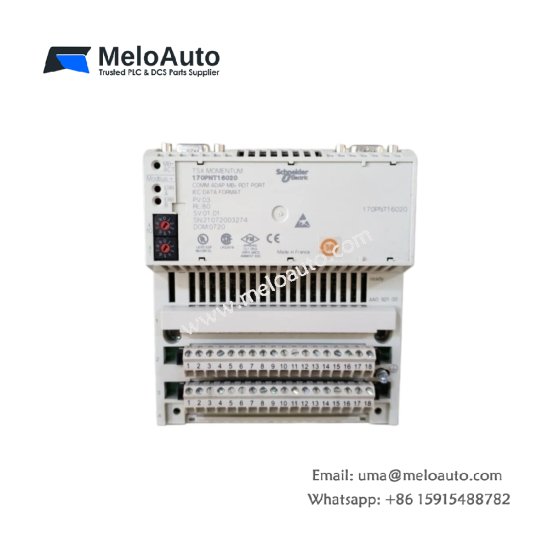 Schneider 170PNT16020 Modbus Plus communication adapter for Momentum I/O. 1 Mbit/s, 64 nodes, built-in termination, no battery