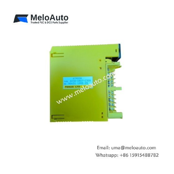 GE A03B-0807-C300 I/O Link base station for GE Fanuc CNC. 8 slave connections, 1.5 Mbps, 200m max cable. 24V DC, 32KB I/O mapping