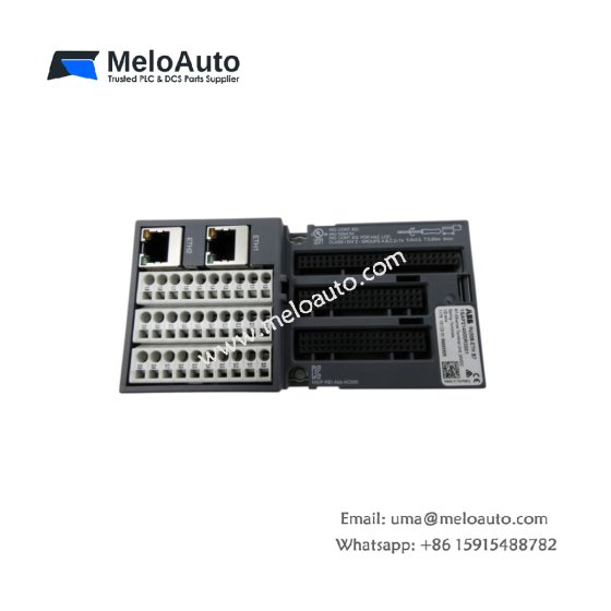 ABB 1SAP214000R0001 interface terminal unit. Features 16 spring-clamp terminals, 45mm width, 0.08kg weight, 2A capacity, and pre-wiring