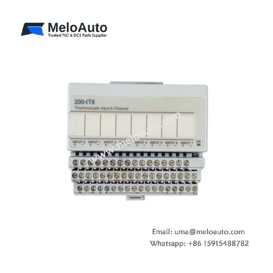 ABB 200-IT8 8-channel thermocouple input module. 1500V isolation, 0.35 kg, 16‑bit resolution. Perfect for precision temperature sensing ABB 200-IT8 8-channel thermocouple input module. 1500V isolation, 0.35 kg, 16‑bit resolution. Perfect for precision temperature sensing