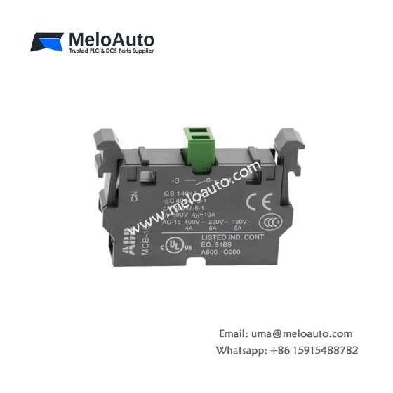 Genuine ABB 10 ED 01 voltage control module. 4 outputs, 0-10V DC range, 10-bit resolution, 10ms settling time, optocoupler isolation. 0.18kg