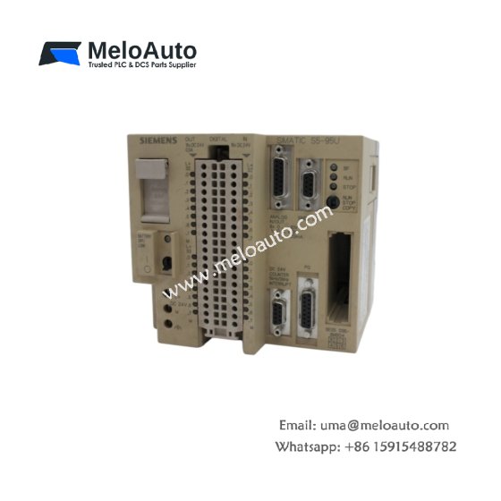 Siemens 6ES5095-8MB04 compact unit integrates CPU, 16 inputs/16 outputs for S5-95U. 8 KB RAM, RS-232, 24V DC. All-in-one control solution for small applications.