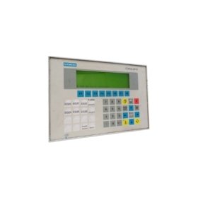 Siemens 6AV3515-1MA32 operator panel for SIMATIC OP15. 4-line LCD display, 28 membrane keys, 128KB flash memory. RS232/RS422 ports
