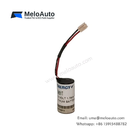 GE B9651T lithium battery. 3.0V, 950 mAh capacity, JST connector, 150mm leads. Replaces memory backup cells in GE CPU and motion control