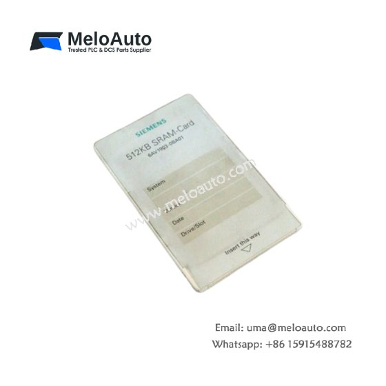 Siemens 6AV1903-0BA01 SRAM card for SIMATIC HMI panels. 1MB memory, 0.01 kg, 5V DC, battery-backed, 35mm x 32mm x 4mm.