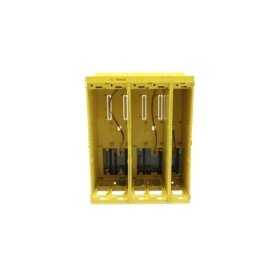 GE A05B-2316-C111 5-slot backplane rack for CNC systems. 4400µF total energy storage, 28 components, 5V/12V/24V rails, steel chassis, 1.4kg.