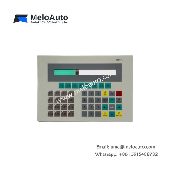 Siemens 6AV3515-1EB32-1AA0 membrane keypad for OP15 operator panel. 36 tactile keys, 1 million actuations, 36-pin ribbon cable, IP54 rated.