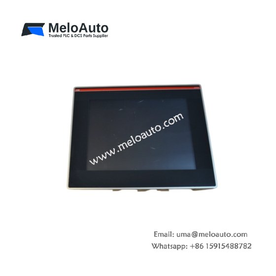 ABB 1SAP550100R0001 touch screen display. Features 7-inch TFT-LCD, 800x480 pixels, Ethernet port, IP65 front rating, 0.85kg weight