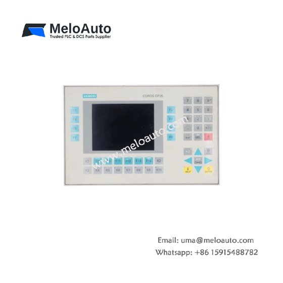 Siemens 6AV3525-1EA41-0AX1 operator panel, graphic LCD, membrane keypad, MPI/RS-232, IP65. HMI solution for SIMATIC automation systems